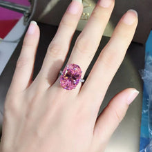 Load image into Gallery viewer, 30 Carat Oval Cut Pink Subtle Halo Bead set VVS Moissanite Ring