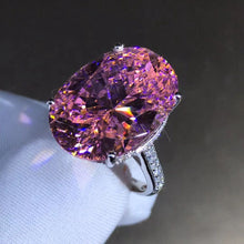 Load image into Gallery viewer, 30 Carat Oval Cut Pink Subtle Halo Bead set VVS Moissanite Ring