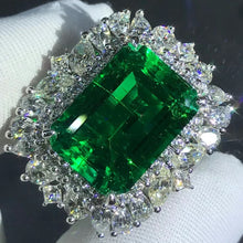 Load image into Gallery viewer, Crazy BIG 8 Carat Emerald Cut Lab Grown Emerald with Durable 9K Gold