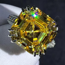 Load image into Gallery viewer, 10 Carat Asscher cut Moissanite Ring Vivid Yellow VVS Hidden Halo
