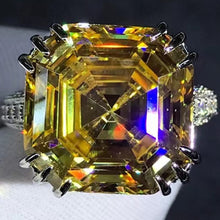 Load image into Gallery viewer, 10 Carat Asscher cut Moissanite Ring Vivid Yellow VVS Hidden Halo