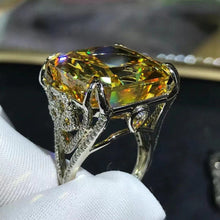 Load image into Gallery viewer, 20 Carat Square Radiant Cut Yellow Moissanite Ring