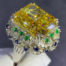 Load image into Gallery viewer, 15 Carat Radiant Cut Moissanite Ring Deep Yellow VVS Double Claw