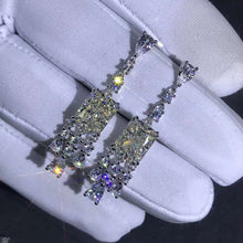 Load image into Gallery viewer, 3 Carat K-M Colorless Radiant Cut VVS Moissanite Drop Earrings