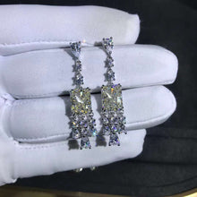 Load image into Gallery viewer, 3 Carat K-M Colorless Radiant Cut VVS Moissanite Drop Earrings