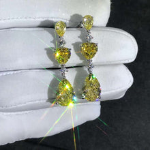 Load image into Gallery viewer, 6 Carat Yellow Pear & Heart Cut Moissanite Drop Earrings