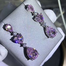 Load image into Gallery viewer, 6 Carat Pink Pear & Heart Cut Moissanite Drop Earrings