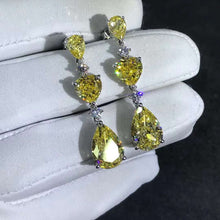 Load image into Gallery viewer, 6 Carat Yellow Pear & Heart Cut Moissanite Drop Earrings