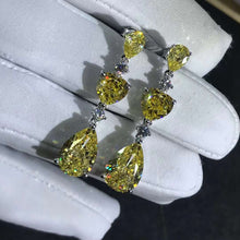 Load image into Gallery viewer, 6 Carat Yellow Pear & Heart Cut Moissanite Drop Earrings