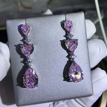 Load image into Gallery viewer, 6 Carat Pink Pear & Heart Cut Moissanite Drop Earrings
