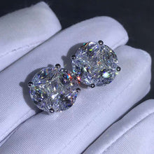 Load image into Gallery viewer, 5+5 Carat Colorless Radiant & Marquise Halo Moissanite Stud Earrings