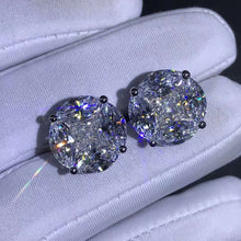Load image into Gallery viewer, 5+5 Carat Colorless Radiant & Marquise Halo Moissanite Stud Earrings