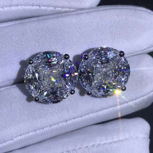 Load image into Gallery viewer, 5+5 Carat Colorless Radiant & Marquise Halo Moissanite Stud Earrings