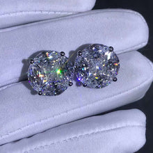 Load image into Gallery viewer, 5+5 Carat Colorless Radiant & Marquise Halo Moissanite Stud Earrings
