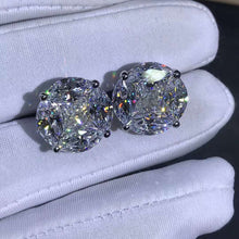 Load image into Gallery viewer, 5+5 Carat Colorless Radiant & Marquise Halo Moissanite Stud Earrings