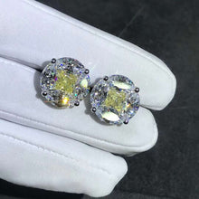 Load image into Gallery viewer, 5+5 Carat Yellow Radiant & Colorless Marquise Halo Moissanite Stud Earrings
