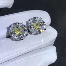 Load image into Gallery viewer, 5+5 Carat Yellow Radiant & Colorless Marquise Halo Moissanite Stud Earrings