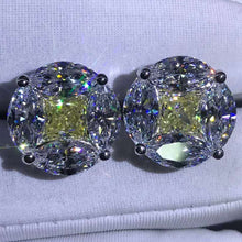 Load image into Gallery viewer, 5+5 Carat Yellow Radiant & Colorless Marquise Halo Moissanite Stud Earrings
