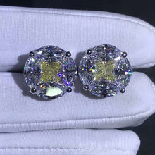 Load image into Gallery viewer, 5+5 Carat Yellow Radiant & Colorless Marquise Halo Moissanite Stud Earrings