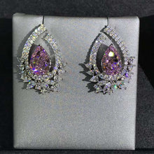 Load image into Gallery viewer, 4 Carat Pink Pear Cut Double Halo VVS Moissanite Stud Earrings