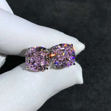 Load image into Gallery viewer, 4 Carat Pink Cushion Cut Solitaire VVS Moissanite Stud Earrings