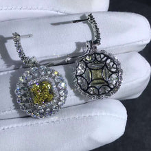 Load image into Gallery viewer, 2 Carat Yellow Radiant Double Halo Moissanite Latch Back Dangling Earrings