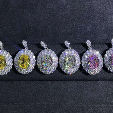 Load image into Gallery viewer, 3 Carat Pink Oval Cut Halo VVS Moissanite Drop Earrings