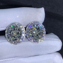 Load image into Gallery viewer, 15 Carat TW K-M Colorless Oval Cut Halo VVS Moissanite Omega Clip Back Stud Earring