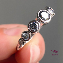 Load image into Gallery viewer, Round Cut Seven Stone Moissanite Ring Gray Color