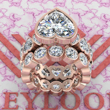 Load image into Gallery viewer, 15.4 CTW Heart Cut Two-Piece Bridal D Color Bezel Moissanite Set