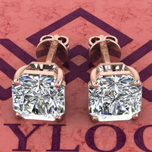 Load image into Gallery viewer, 2.5 CT x2 Square Radiant Cut Stud D Color Basket Moissanite Earrings