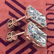 Load image into Gallery viewer, 9 CT x2 Elongated Radiant Cut Stud D Color Basket Moissanite Earrings