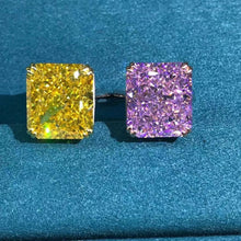 Load image into Gallery viewer, 15 Carat Pink Radiant Cut Double Claw Solitaire Cathedral Moissanite Ring