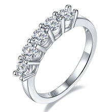 Load image into Gallery viewer, A pair of 5-Stone Round Cut Certified VVS Moissanite Wedding Bands (1CT each)