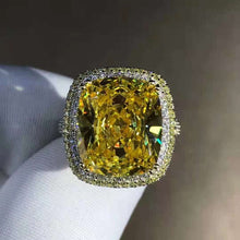 Load image into Gallery viewer, 10 Carat Pink Cushion Two-tone Double Edge Halo Pave Wrap Moissanite Ring