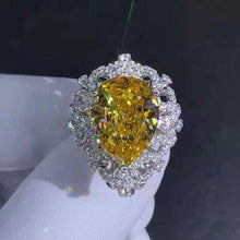 Load image into Gallery viewer, 10 Carat Pink Pear Cut Filigree Halo Bead-set Cathedral Moissanite Ring