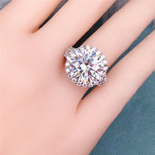 Load image into Gallery viewer, 8 Carat Round Cut Moissanite Ring Christopher Halo French Pave Certified VVS D Color