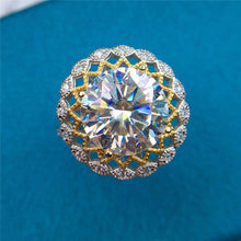 Load image into Gallery viewer, 5 Carat Round Cut Moissanite Ring Two-tone Sunflower Scalloped Halo VVS D Color