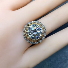Load image into Gallery viewer, 5 Carat Round Cut Moissanite Ring Two-tone Sunflower Scalloped Halo VVS D Color