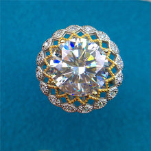 Load image into Gallery viewer, 5 Carat Round Cut Moissanite Ring Two-tone Sunflower Scalloped Halo VVS D Color