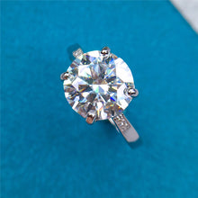 Load image into Gallery viewer, 4 Carat Round Cut Moissanite Ring 4 Prong French Pave Certified VVS D Color