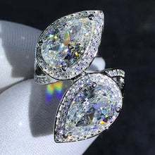 Load image into Gallery viewer, 8 CTW Pear cut Moissanite Ring Rare Size K-M Colorless VVS