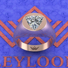 Load image into Gallery viewer, 3 CT Trilliant Cut Bazel Man's Moissanite Engagement Ring D Color