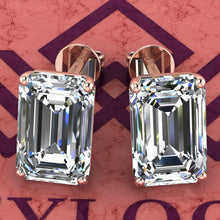 Load image into Gallery viewer, 5 CT x2 Medium Emerald Cut Stud D Color Basket Moissanite Earrings