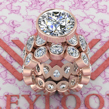 Load image into Gallery viewer, 15.4 CTW Round Cut Two-Piece Bridal D Color Bezel Moissanite Set
