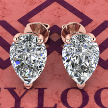 Load image into Gallery viewer, 4 CT x2 Pear Cut Stud D Color Basket Moissanite Earrings