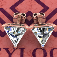 Load image into Gallery viewer, 4 CT x2 Triangle Cut Stud D Color Basket Moissanite Earrings
