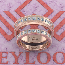 Load image into Gallery viewer, 3.4 CTW Asscher Cut Couple's Wedding Bands Flush Moissanite Set D Color