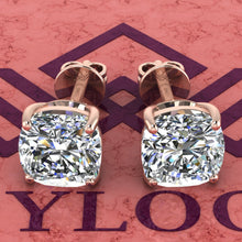 Load image into Gallery viewer, 2.5 CT x2 Square Cushion Cut Stud D Color Basket Moissanite Earrings