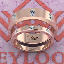 Load image into Gallery viewer, 2.4 CTW Pear Cut Couple's Wedding Bands Flush Moissanite Set D Color